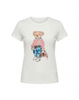 T-shirt in cotone con stampa orsetto peluche