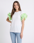 T-shirt con maniche volant