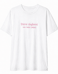 T-shirt in cotone con ricamo "potrei sbagliarmi ma non credo"