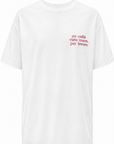 T-shirt in cotone con ricamo "un caffé vista mare, per favore"