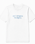 T-shirt in cotone con ricamo "non è arroganza ma eleganza"
