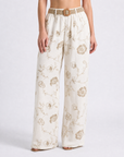 Pantalone Palazzo Fantasia Floreale con Cintura
