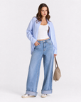 Jeans Palazzo Lungo a Vita Alta