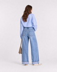 Jeans Palazzo Lungo a Vita Alta