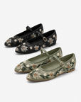 Ballerine Mary Jane in pizzo ricamato con cinturino