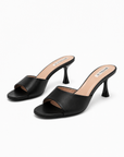 Sandalo Mule Nero con Tacco 6 cm