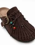 Sabot Marrone con Frange e Fibbia Western