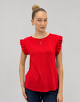 T-shirt con Maniche Plissé