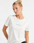 T-shirt bianca con ricamo “Mollami”