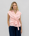 Blusa Donna Incrociata con Fiocco Laterale