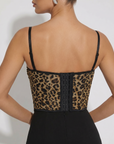 Corsetto Leopardato con Coppe Drappeggiate