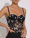 Corsetto Ricamato con Dettagli Floreali
