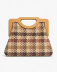 Borsa a Mano Intrecciata con Manico in Legno
