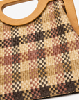 Borsa a Mano Intrecciata con Manico in Legno