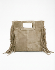 Borsa in vera pelle scamosciata con frange – Made in Italy