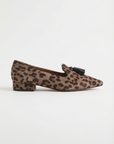 Mocassini animalier con nappine in eco camoscio