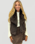 Gilet donna in ecopelliccia con ampio collo