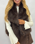 Gilet donna in ecopelliccia con ampio collo