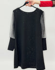 Abito Brillante con Maniche in Tulle Nero