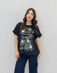Maglia in cotone ampia con stampa