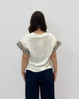 T-shirt in cotone con maniche ampie e ricami