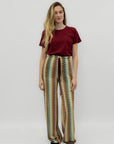 Pantalone fluido fantasia con coulisse in vita