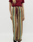 Pantalone fluido fantasia con coulisse in vita