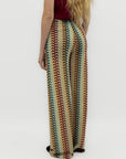 Pantalone fluido fantasia con coulisse in vita