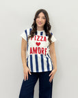 T-shirt in cotone con stampa pizza and amore