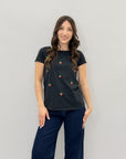 T-shirt in cotone con ricami fragole