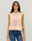 Maglia gilet morbida con piume