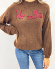 Maglione morbido misto lana e alpaca "No vabbè"