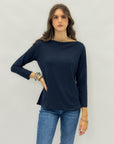 Maglia a maniche lunghe con scollo dritto