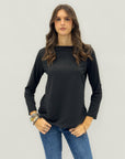 Maglia a maniche lunghe con scollo dritto