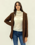 Cardigan morbido con cappuccio tinta unita