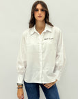 Camicia bianca oversize "Dammi un grr"