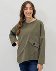 Maglia in Punto Milano con Tasca Applicata