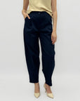 Pantaloni Donna con Pinces e Bottoni Laterali