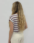 T-shirt a righe con manica corta risvoltata