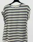 T-shirt a righe con manica corta risvoltata