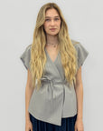 Blusa Donna Incrociata con Laccetto in Vita