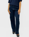 Jeans donna wide leg con cucitura frontale
