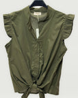 Camicia smanicata con rouches sulle spalle