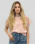 T-shirt basic in cotone con manica risvoltata
