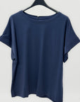 T-shirt basic in cotone con manica risvoltata
