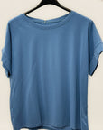 T-shirt basic in cotone con manica risvoltata