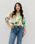 Camicia con fiori e paillettes