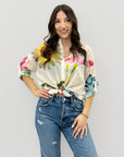 Camicia con fiori e paillettes