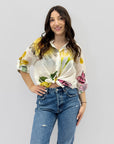 Camicia con fiori e paillettes