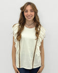 T-shirt Donna in Cotone con Volant Sangallo